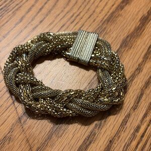 Mesh Braided Magnetic Bracelet Gold Sparkly Glam Bling Retro Chunky Statement